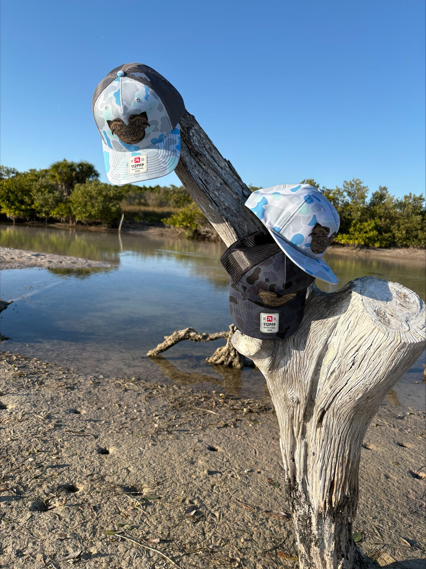 Saltwater Duck Camo/Charcoal Richardson Trucker Hat 112PFP