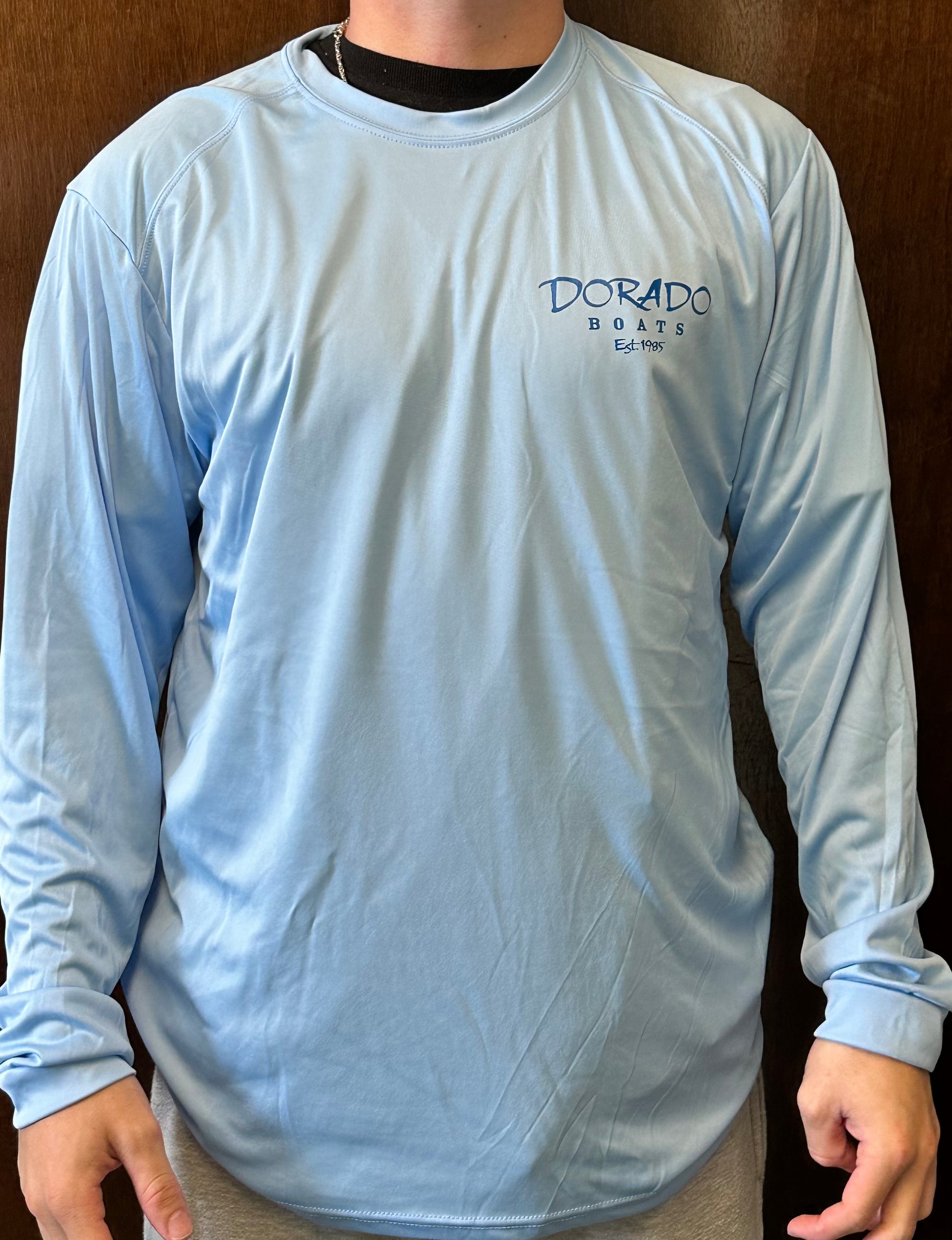 Blue Mist Long Sleeve Microfiber Performance Shirt with SPF 30