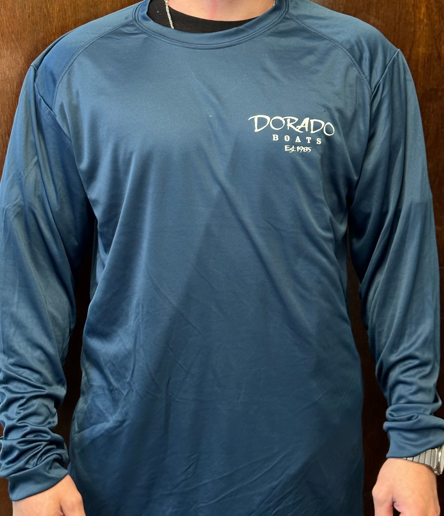 Navy Long Sleeve Microfiber Performance Shirt with SPF 30