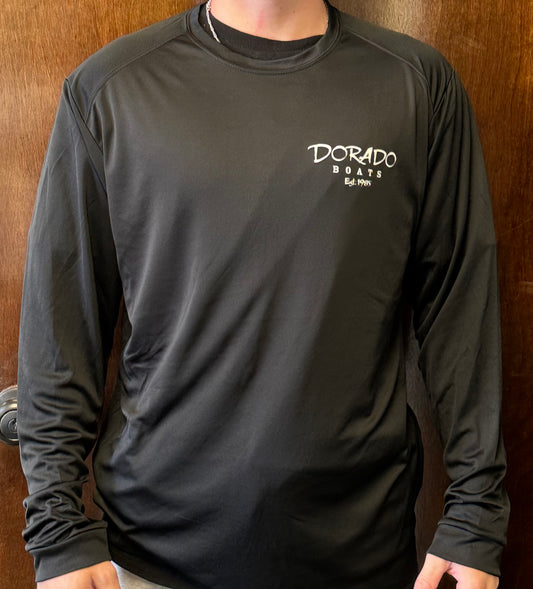 Black Long Sleeve Microfiber Performance Shirt with SPF 30