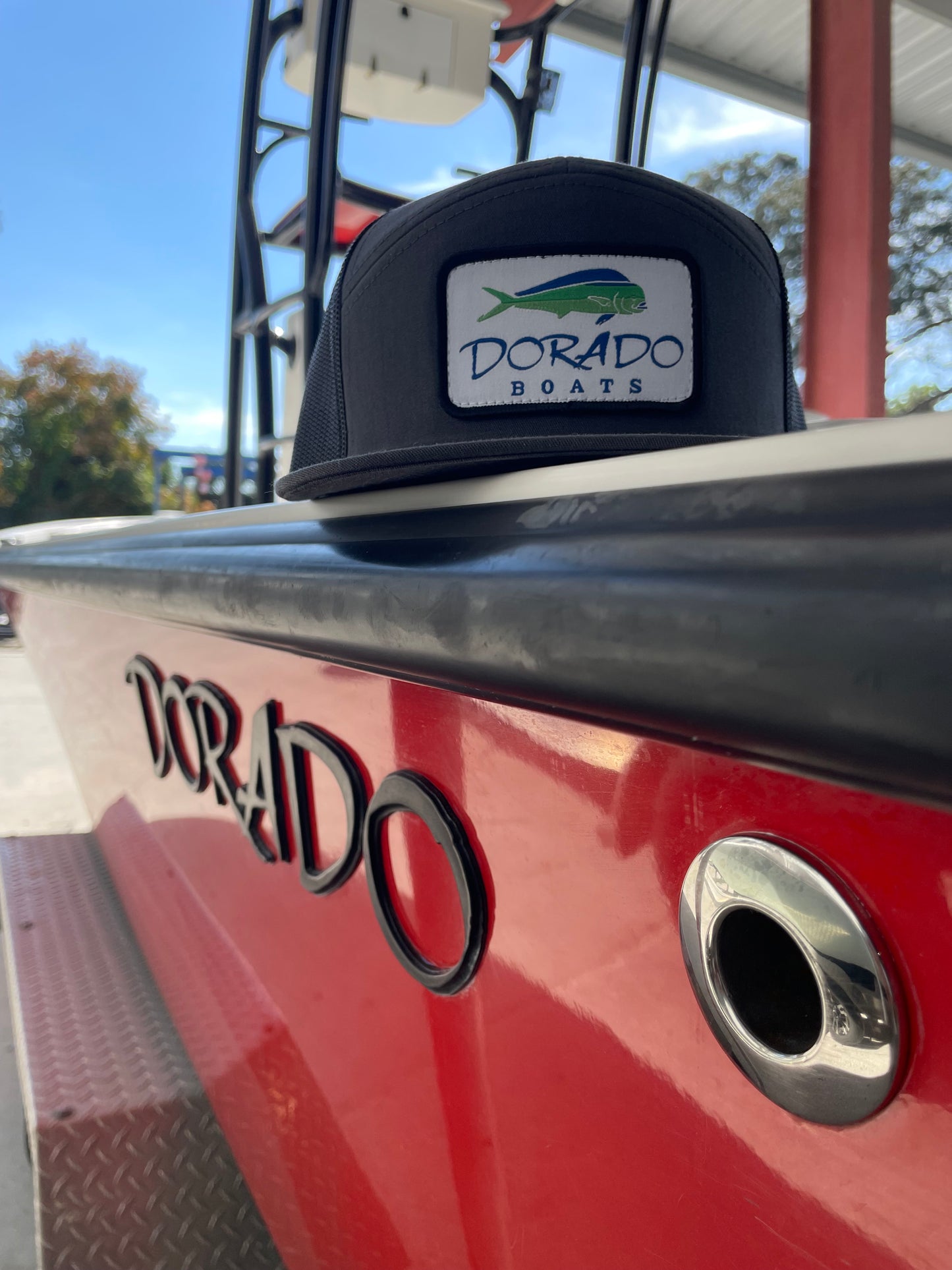 Gray/Black Flat Bill Hat - 7 Panel Trucker #168