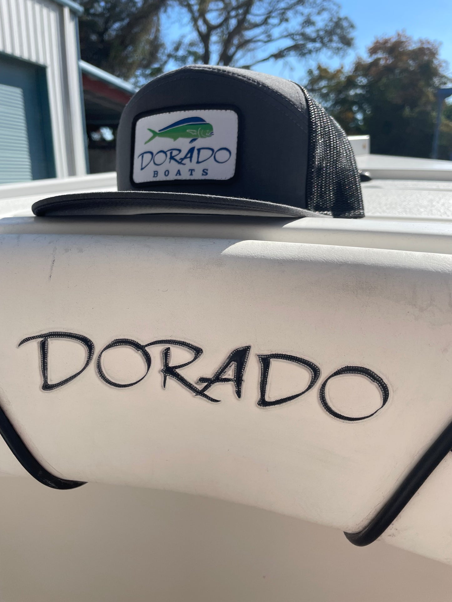 Gray/Black Flat Bill Hat - 7 Panel Trucker #168