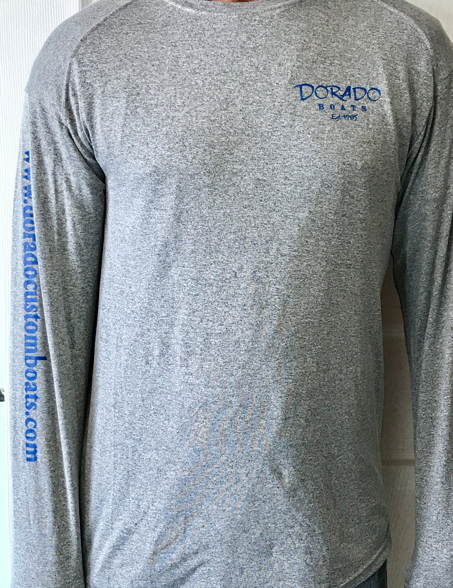 Grey Long Sleeve Microfiber Performance Shirt with SPF 30